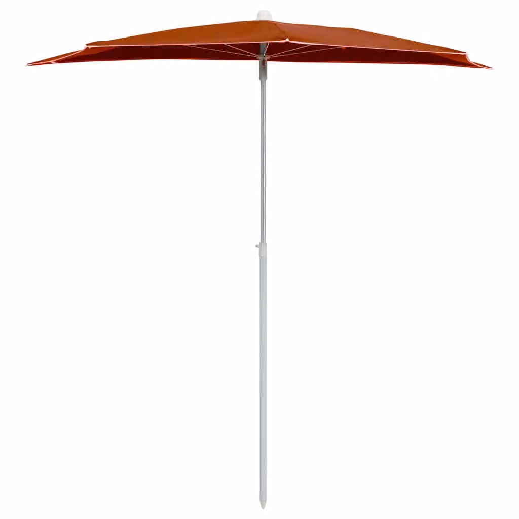 Berkfield Home Garden Half Parasol with Pole, Orange Terracotta, W: 180 cm, D: 90 cm – 2
