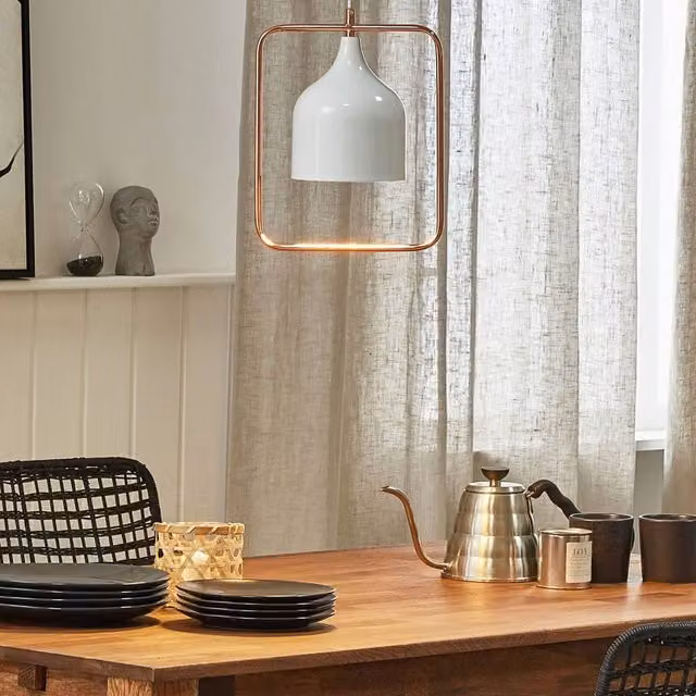 Wyld and Coco White Metal Pendant Lamp with Copper Frame, 121 cm – 1