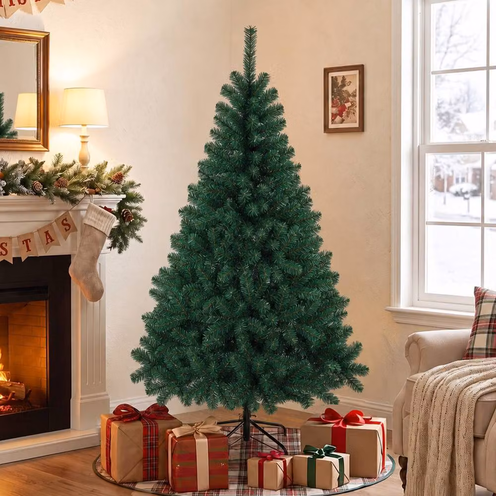 HOMCOM Green Artificial Christmas Tree with Hinged Design, Height: 150 cm – 2