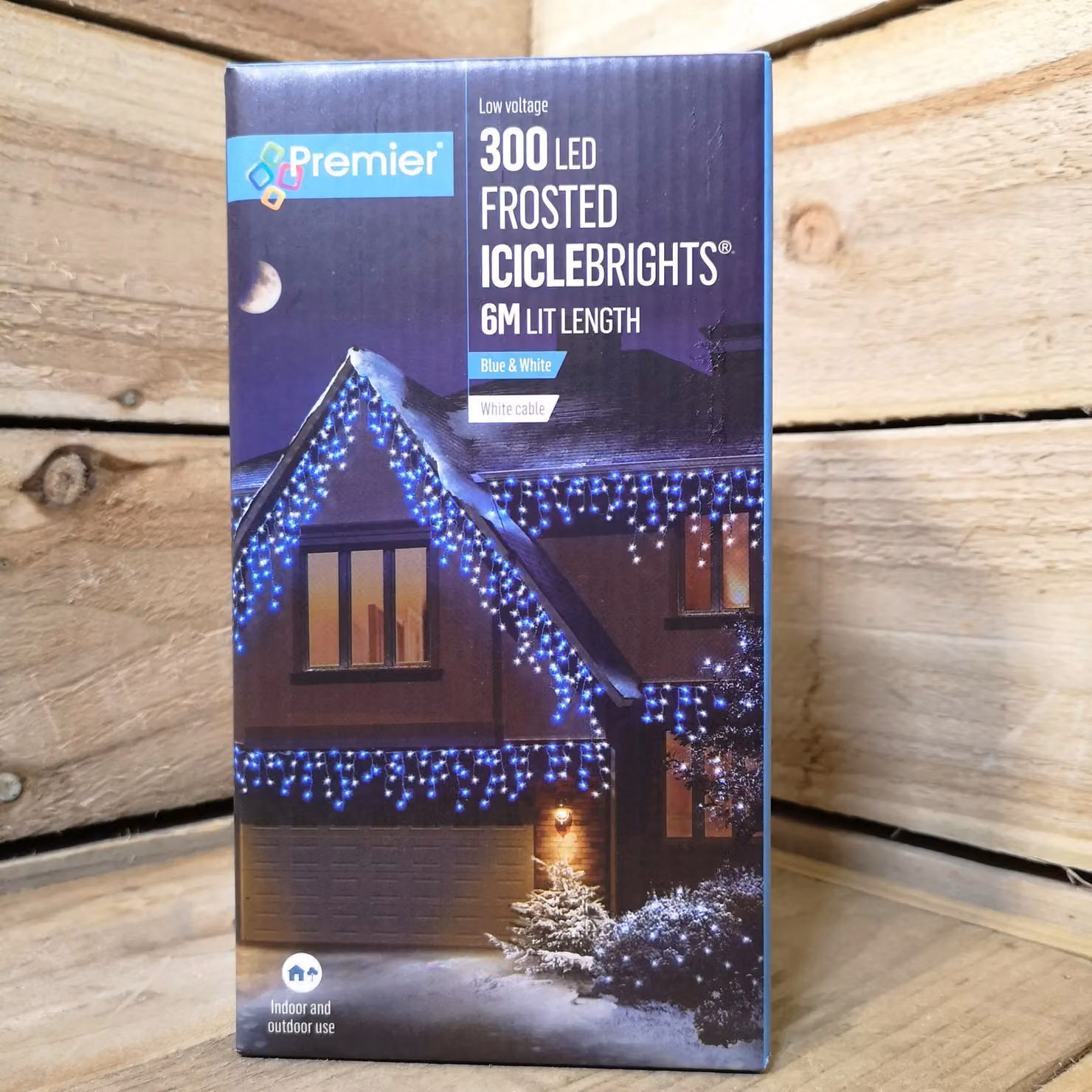 Samuel Alexander 300 LED Frosted Icicle Christmas String Lights in Blue and White, 7.5m – 2