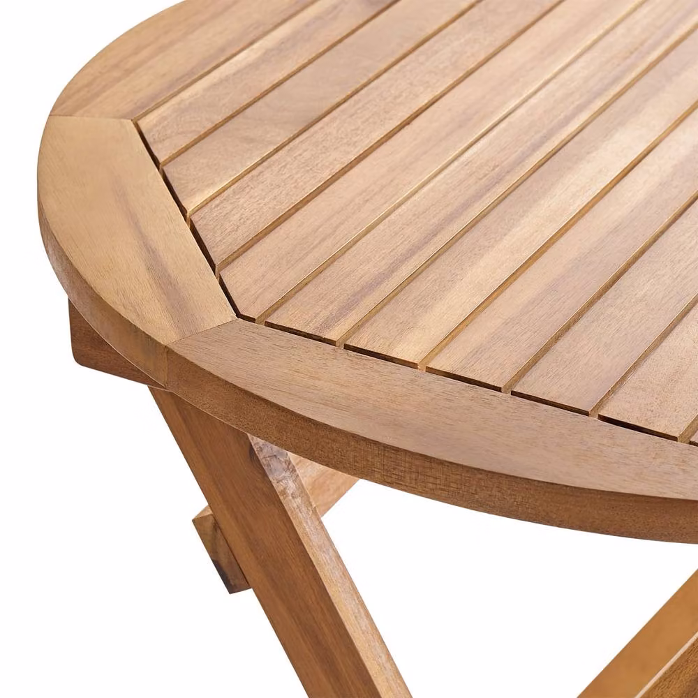 Wyld and Coco Round Acacia Wood Foldable Bistro Table, Brown, Diameter: 60 cm, Height: 73 cm – 3