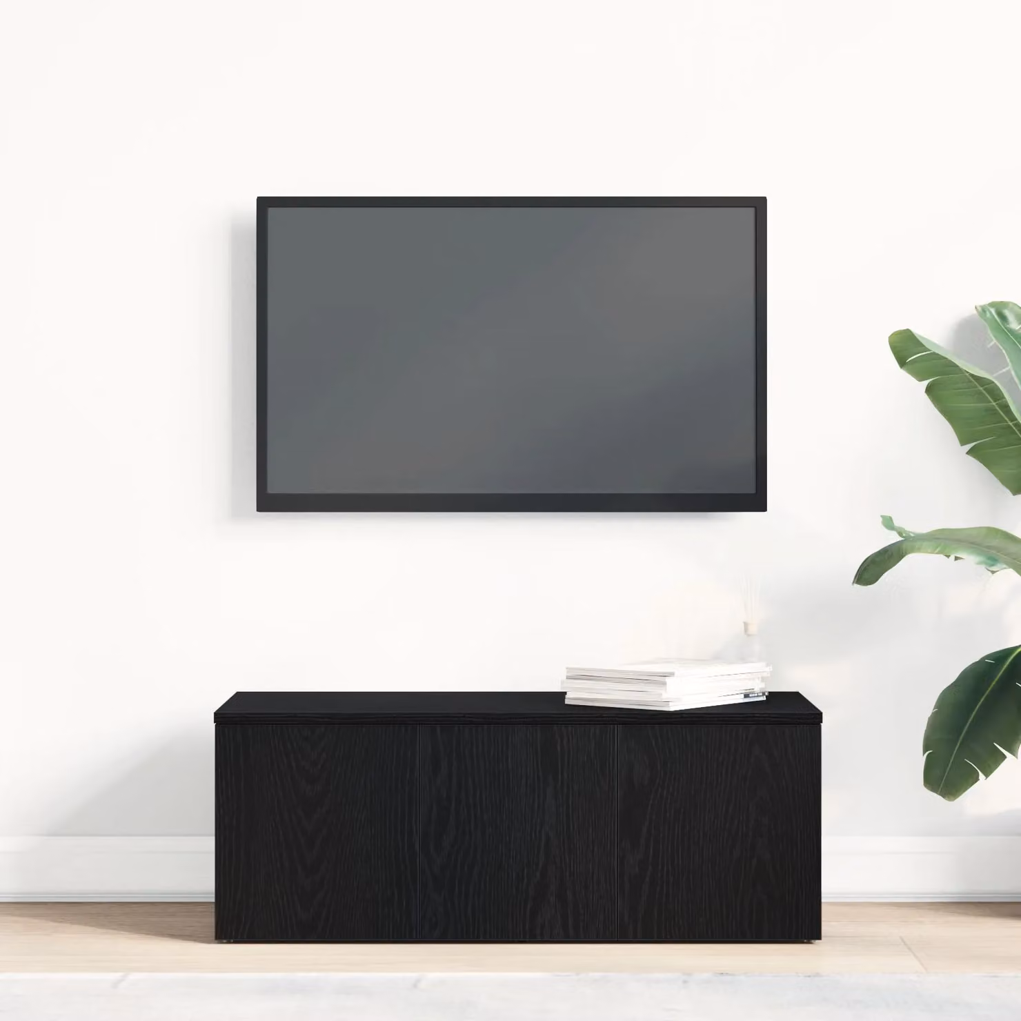 Berkfield Home Black Oak Modern TV Stand in Matt Black, W/D/H: 80 x 34 x 30 cm – 3