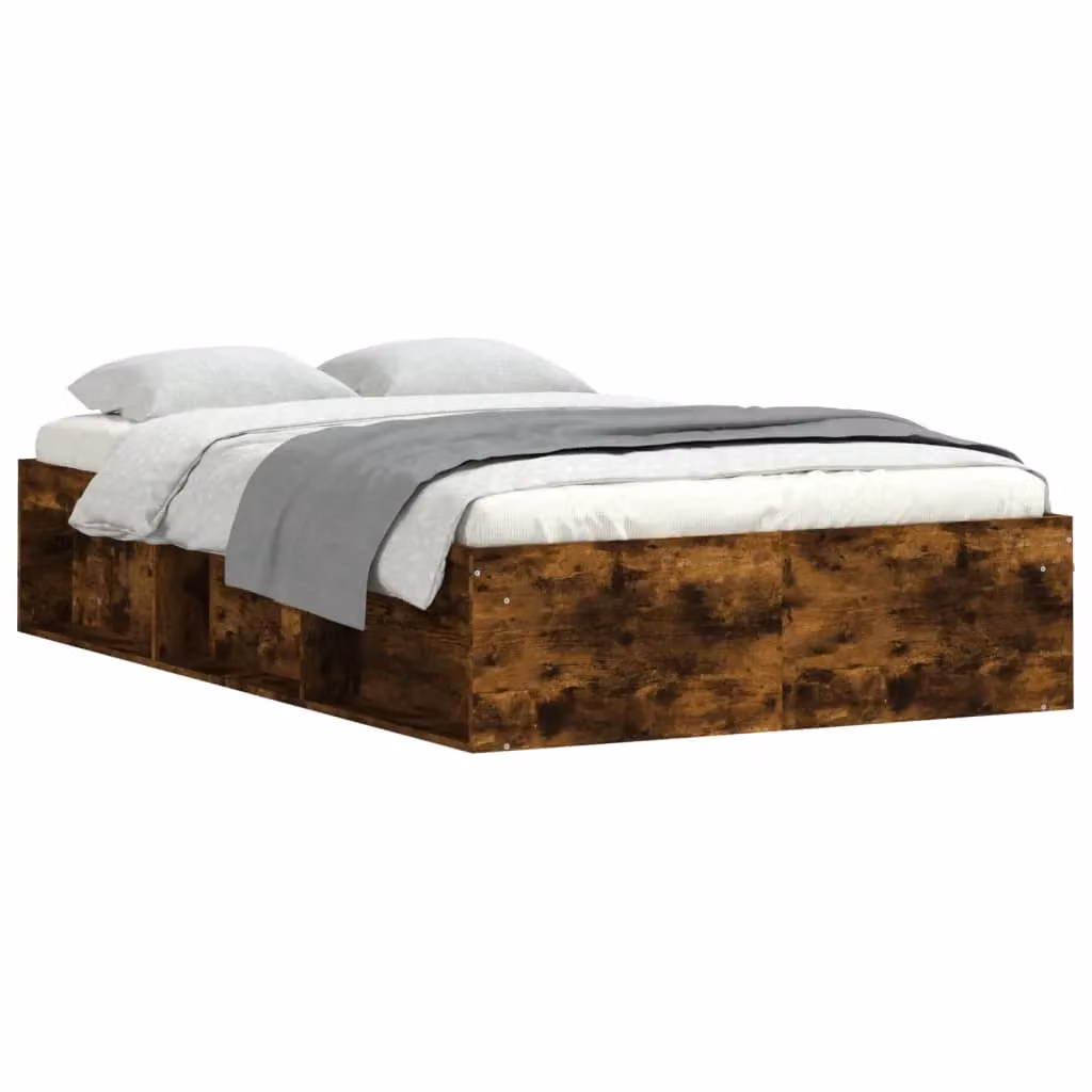 Berkfield Home Smoked Oak Small Double Bed Frame in Brown, W/D/H: 120 x 190 cm – 2
