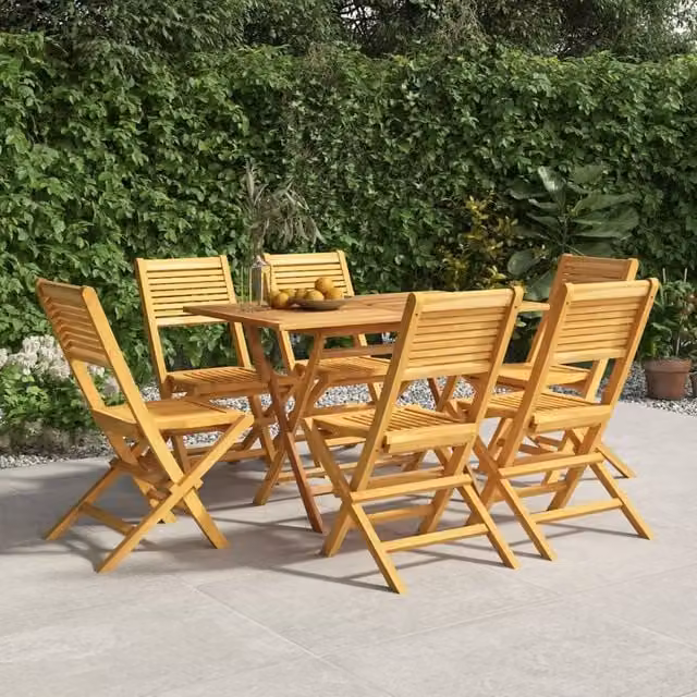 Berkfield Home Set of 6 Folding Garden Chairs in Brown Solid Teak Wood, W/D/H: 47 x 62 x 90 cm – 1