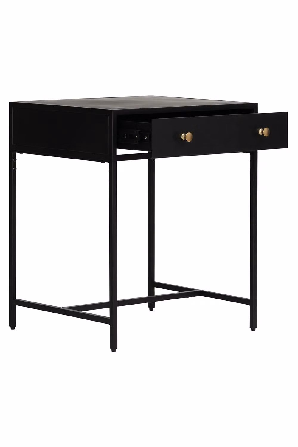 MH London Brockwell Modern Metal Bedside Table with Storage Drawer in Black and Gold – 2
