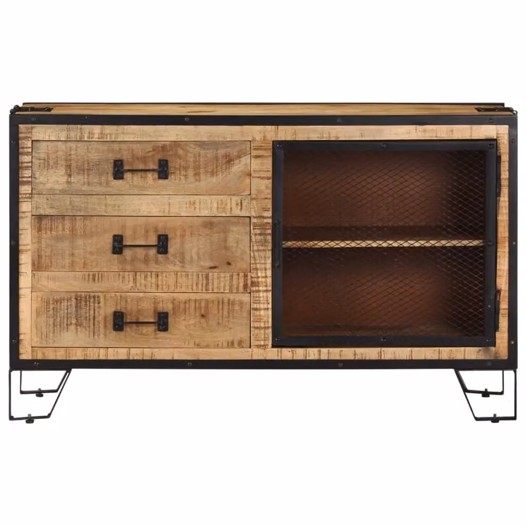 Berkfield Home Industrial Sideboard in Brown Solid Rough Mango Wood, W/D/H: 100 x 31 x 60 cm – 2