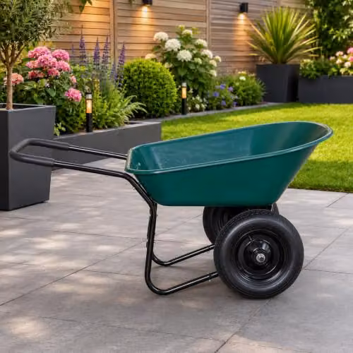 Samuel ALEXANDER 85L Heavy Duty Garden Trolley with Pneumatic Tyres in Green and Black – 1