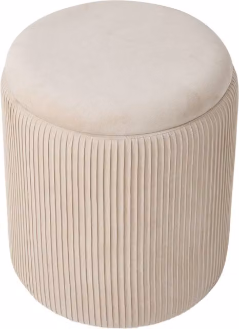 Livingandhome Modern Cylindrical Velvet Upholstered Storage Ottoman in Beige