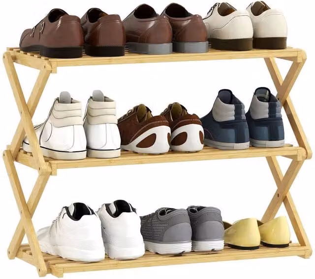 FORGEVIO 3-Tier Bamboo Shoe Rack in Natural Beige – 1