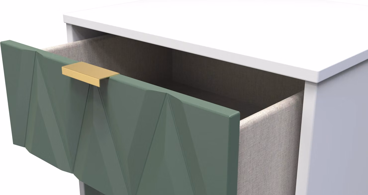 Ready Assembled 2 U Dallas 5 Drawer Tall Bedside Cabinet in Green and Gold – 3