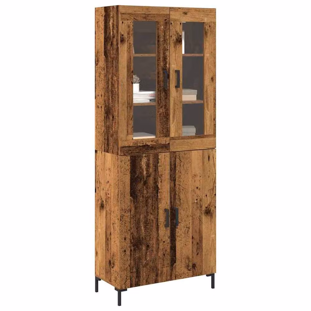 Berkfield Home Sideboard and Wall Cabinet Set in Brown Old Wood Finish – 3