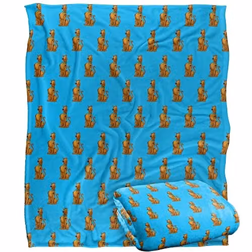 LOGOVISION Scooby Doo Character Pattern Super Soft Fleece Throw Blanket, Multicolour and White, W: 152 cm, D: 127 cm – 1