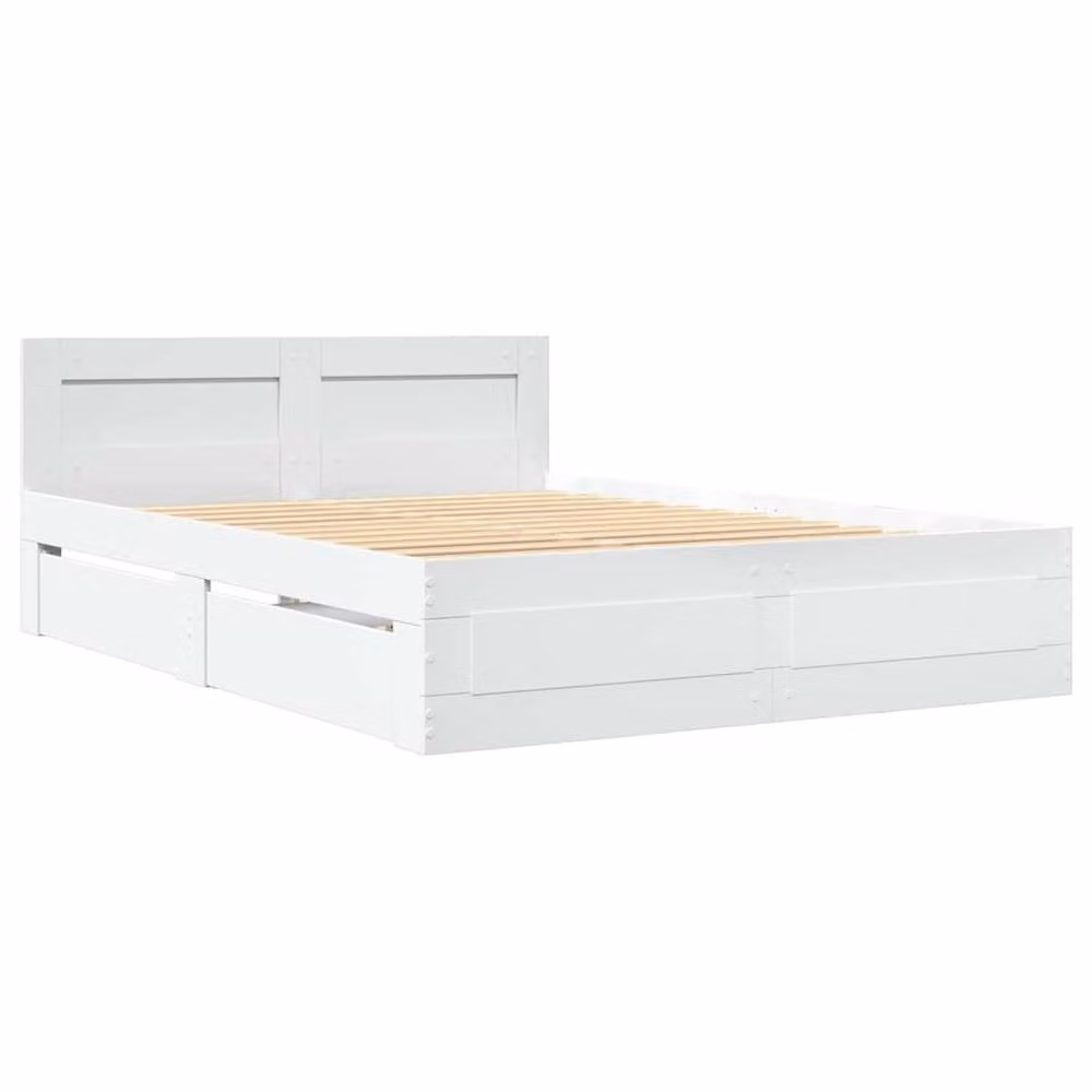 Berkfield Home Modern Bed Frame with Drawers in White, Engineered Wood, W: 137 cm x L: 188 cm – 2