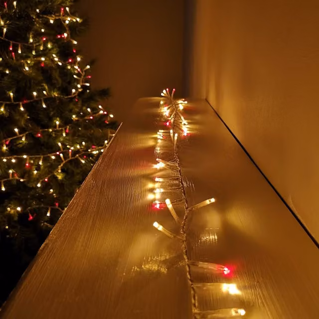 Samuel Alexander 1000 LED Multi Function Mains Operated Christmas String Lights with Timer, 25m, Red, Gold and Multicolour