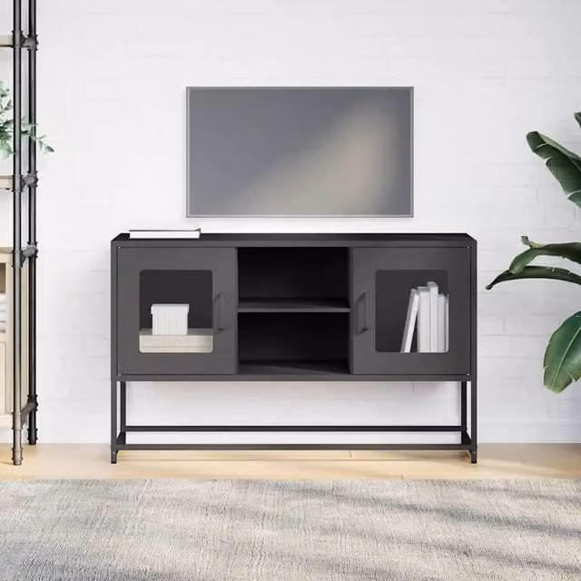 Berkfield Home Industrial Black Steel TV Cabinet W/D/H: 100.5 x 39 x 60.5 cm – 1