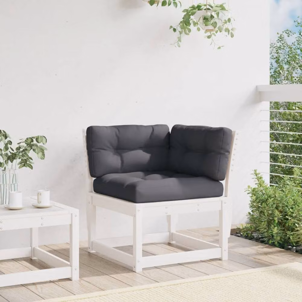 Berkfield Home Rustic White Pine Garden Corner Sofa with Cushions W/D/H: 73 x 73 x 78 cm – 3