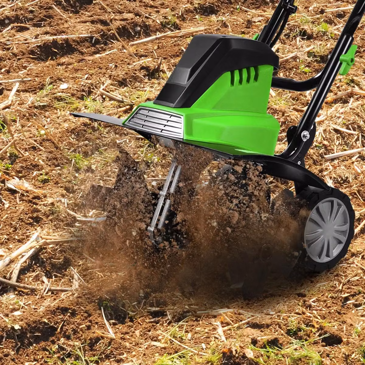 Costway 1500W Electric Tiller Garden Soil Cultivator Rotavator in Green – 3