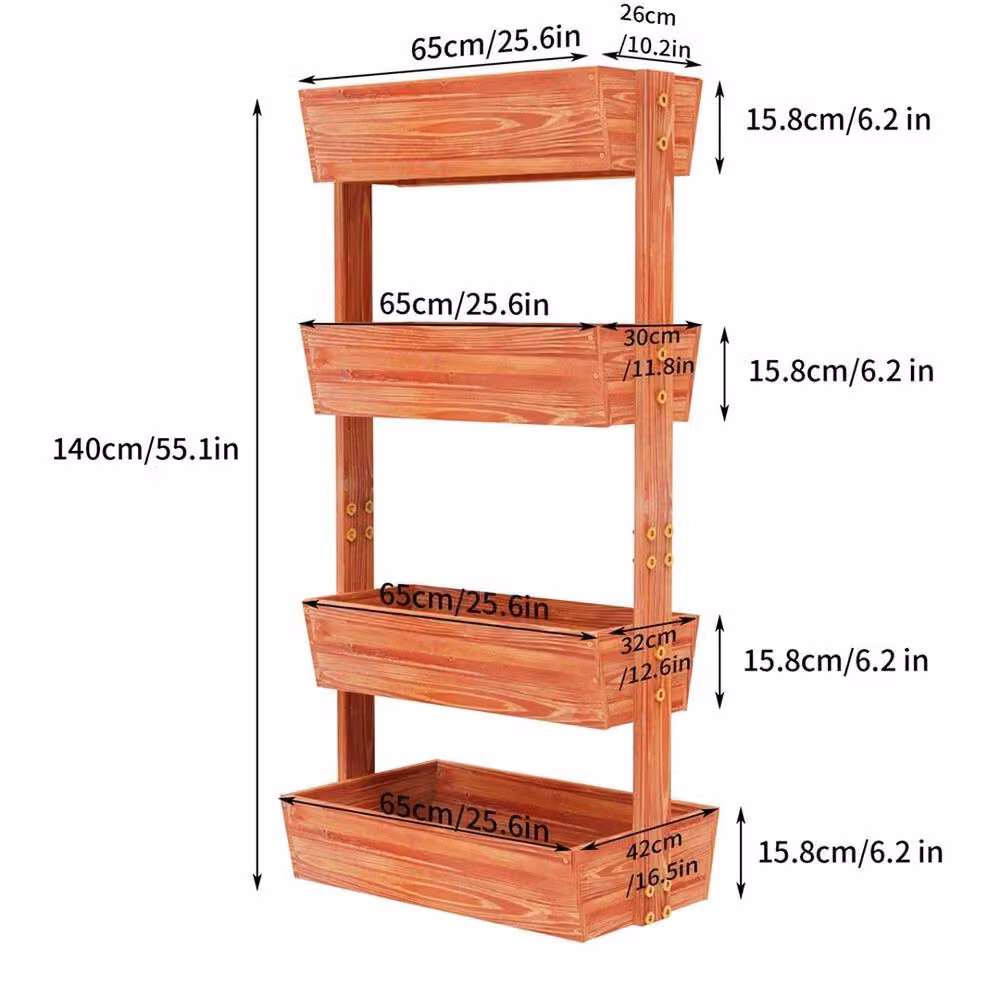 NESTLUNE Brown Raised Garden Bed Planter for Vegetables, Herbs and Flowers, W/D/H: 140 x 65 x 42 cm – 2