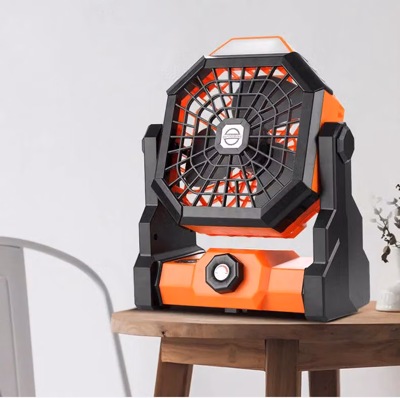 Leaper Rechargeable Mini Portable USB Outdoor Camping Tent Fan with Light in Orange – 3