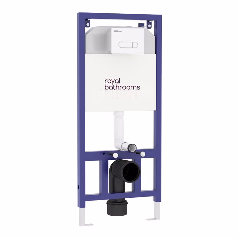 Royal Bathrooms Aqua Wall Hung WC Frame with Dual Flush Concealed Cistern and White Square Plate