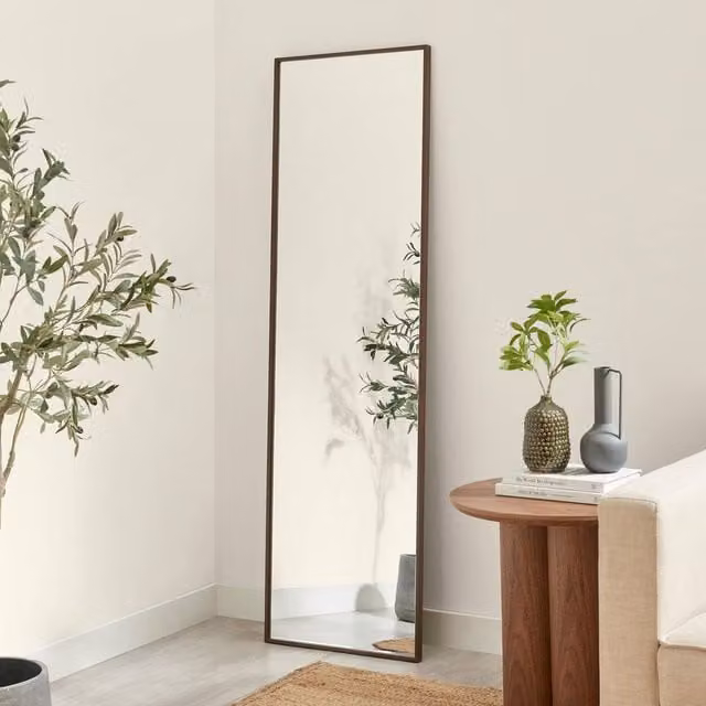 FurnitureboxUK Inga Walnut Wood Full Length Rectangular Hanging Mirror, Brown, H 170 cm x W 50 cm