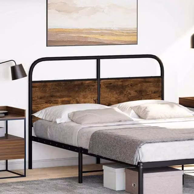 Berkfield Home Smoked Oak Headboard in Brown, Width: 135 cm