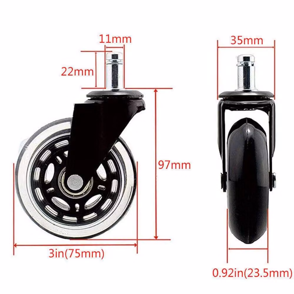 Nordara 5-Piece Set of Rotatable Universal Office Chair Replacement Casters in Black – 1