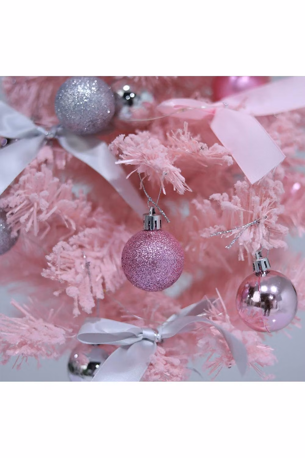 Living and Home Mini Pink Artificial Pine Christmas Tree with Ornaments – 2