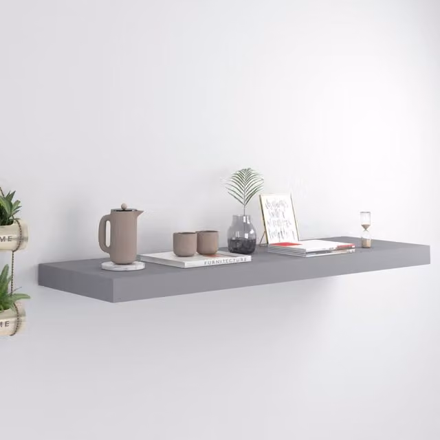 Berkfield Home Floating Wall Shelf, Grey, W/D/H: 80 x 23.5 x 3.8 cm