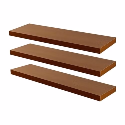 Harbour Housewares Modern Floating Wall Shelves, Pack of 3, Brown, W: 80 cm – 1