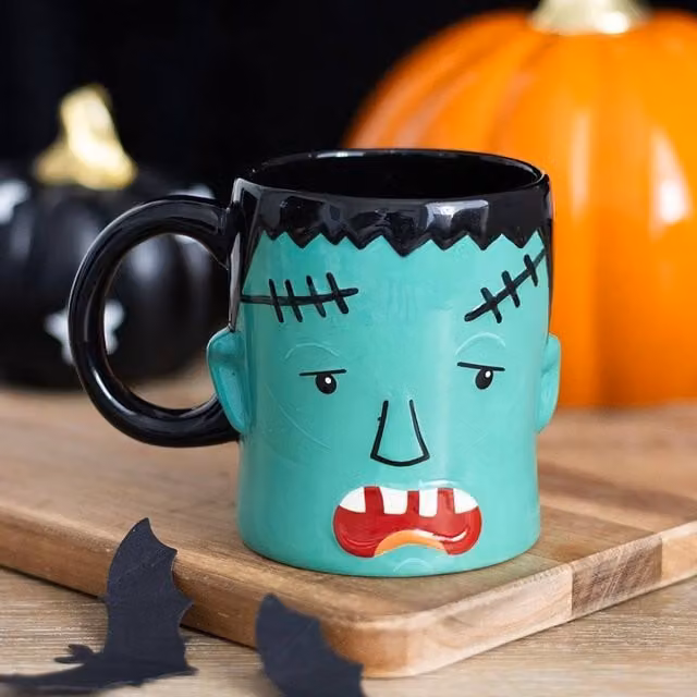 Uniqueful Frank Monster Head Ceramic Mug in Green, 550ml – 1