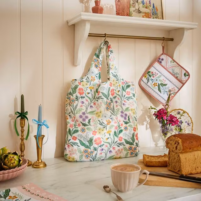 Ulster Weavers Petals and Prose Easy Fold Packable Bag in Pink and Multicolour