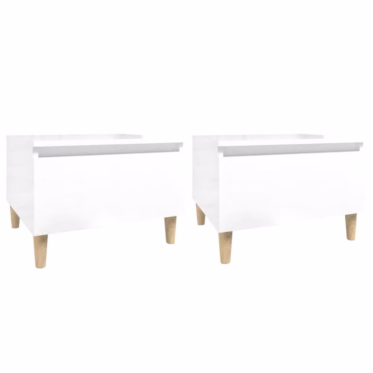 Berkfield Home Set of 2 High Gloss White Side Tables, W/D/H: 50 x 46 x 35 cm