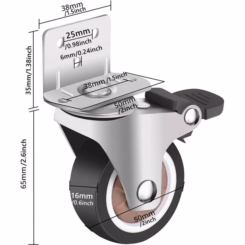FLAVORA 4-Piece Black TPR Swivel Furniture Caster Wheels with Screw Mount – 2