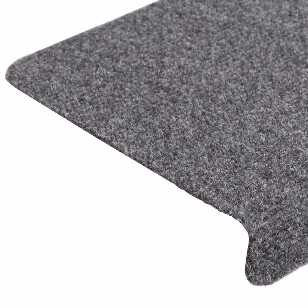 Berkfield Home 15 Piece Needle Punch Stair Mats, Light Grey, W/D/H: 65 x 21 x 4 cm – 4