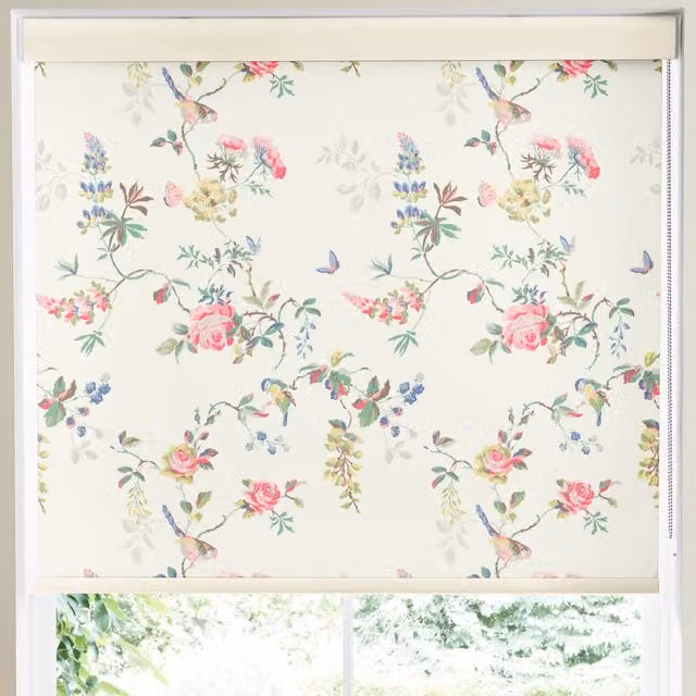 Cath Kidston Birds and Roses Made to Measure Floral Roller Blind, Multicolour and White