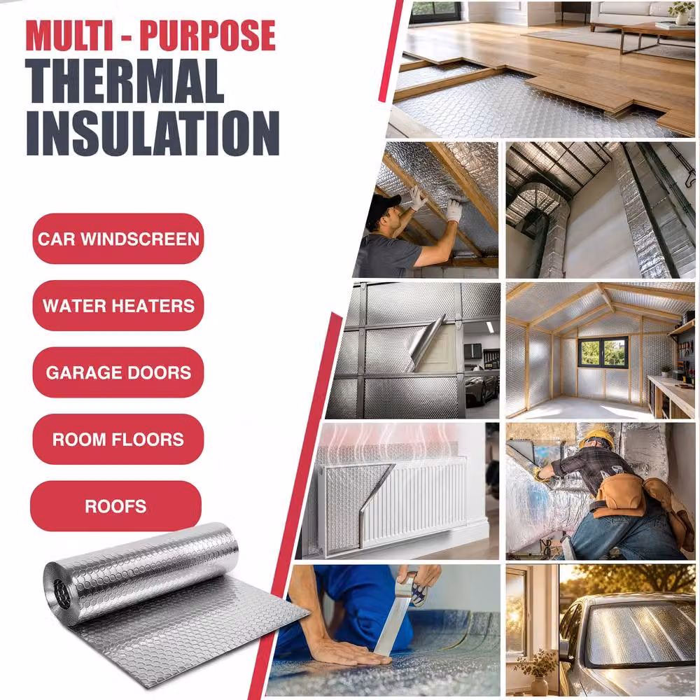 Haltons 2 Pack Reflective Radiator Foil in Silver, Self-Adhesive and Cuttable Aluminium Insulation, W: 60 cm x L: 10 m – 6