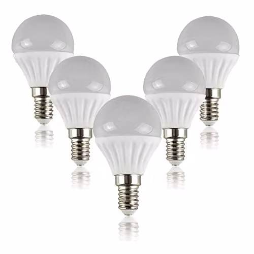 MiniSun Pack of 5 4W LED E14 Golfball Energy Saving Light Bulbs, Cool White 6500K – 1