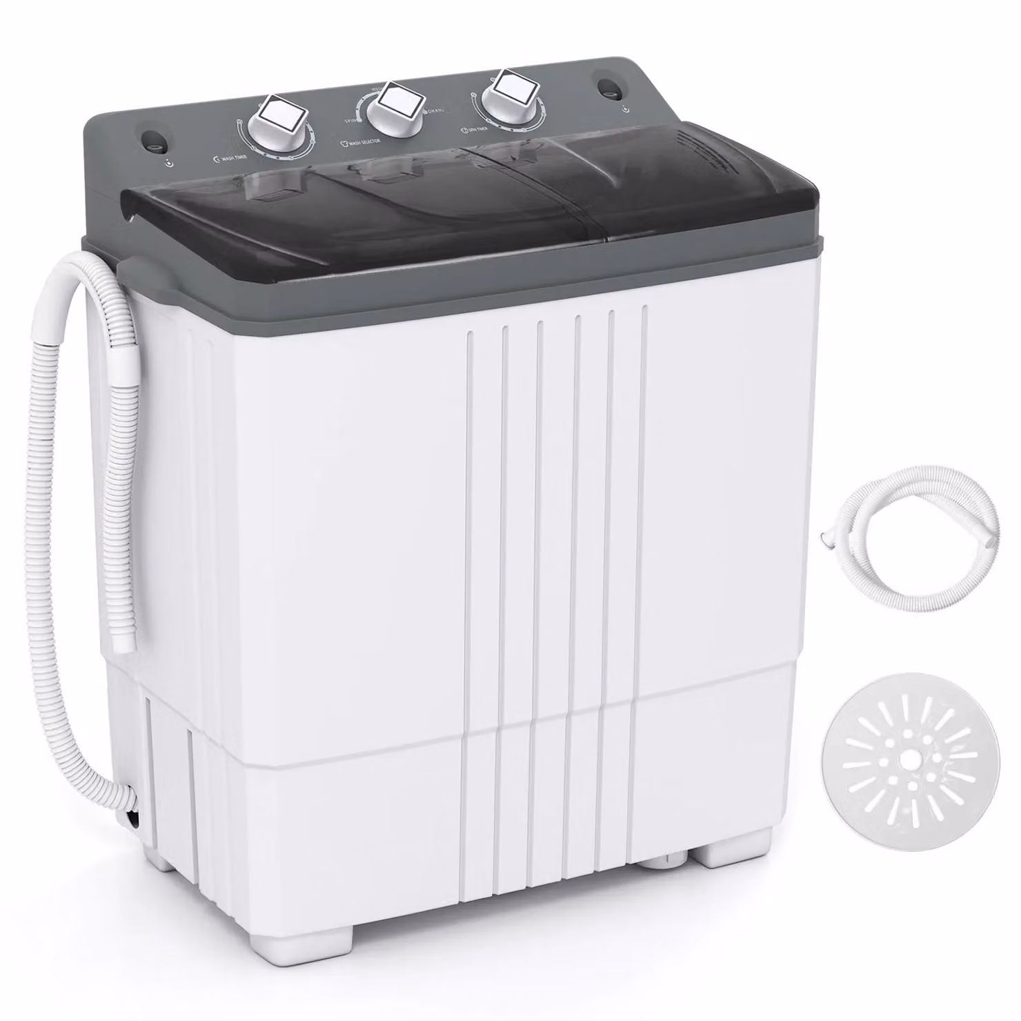 Costway Portable Twin Tub Washing Machine, 8kg Capacity, Grey – 5