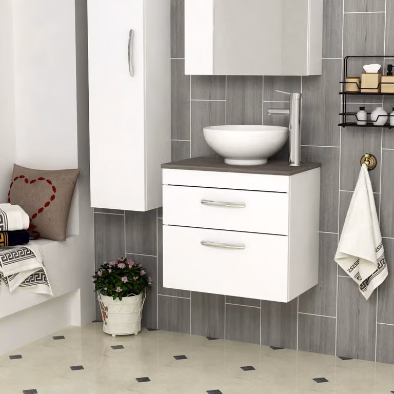 Royal Bathrooms Gloss White Wall Hung 2-Drawer Vanity Unit with Breeze Countertop Basin