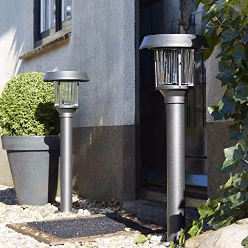 Luxform Pollux Intelligent Solar LED Post Light with Dusk Sensor in Silver – 2