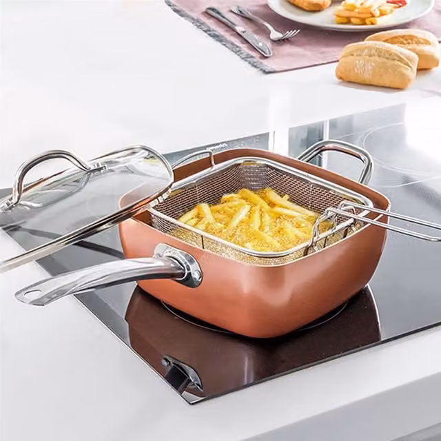 Homiu 4 in 1 Non Stick Multi Pan in Copper and Orange Stainless Steel