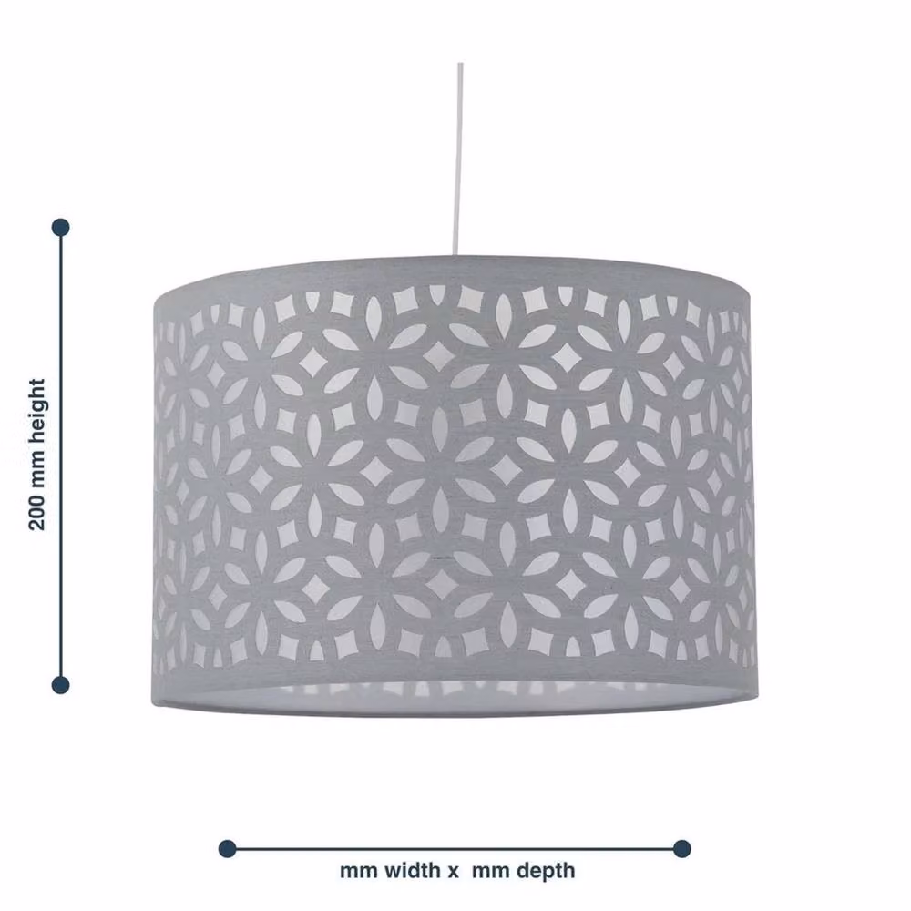 EONLION Grey Laser Cut Round Fabric Ceiling Light Shade, Diameter: 30 cm – 2