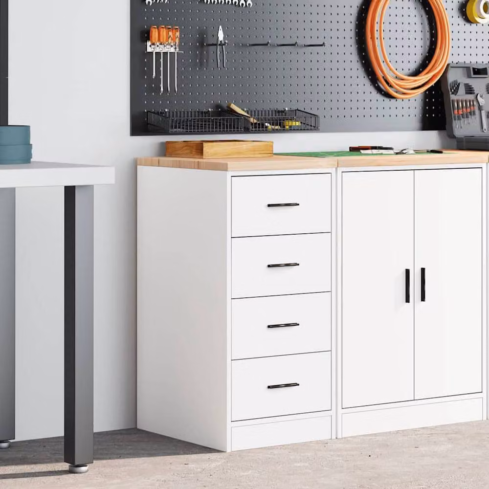 Berkfield Home White Garage and Home Office Storage Cabinet in Solid Pine, W/D/H: 40 x 51 x 85 cm – 2