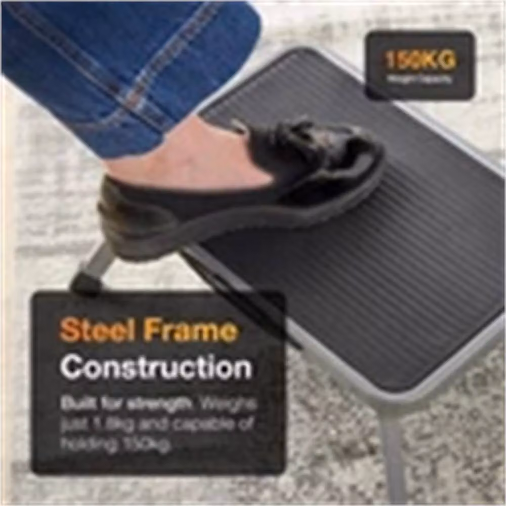 Nordara Grey Steel Foldable Step Ladder with Handle and Rubber Feet – 4