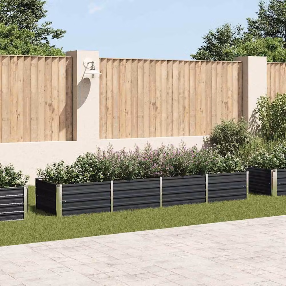 Berkfield Home Garden Anthracite Galvanised Steel Raised Bed, W: 320 cm, D: 80 cm, H: 45 cm – 2