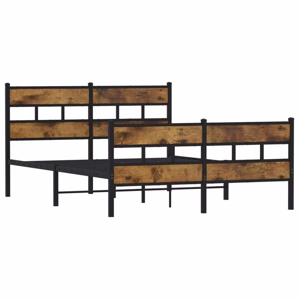 Berkfield Home Metal Bed Frame in Smoked Oak Brown, W: 140 cm, L: 200 cm – 3