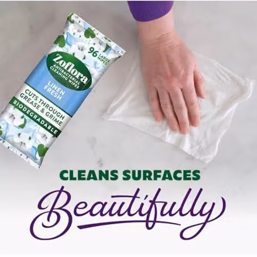 Zoflora Linen Fresh Antibacterial Biodegradable Multi-Surface Cleaning Wipes, 96 Sheets – 3