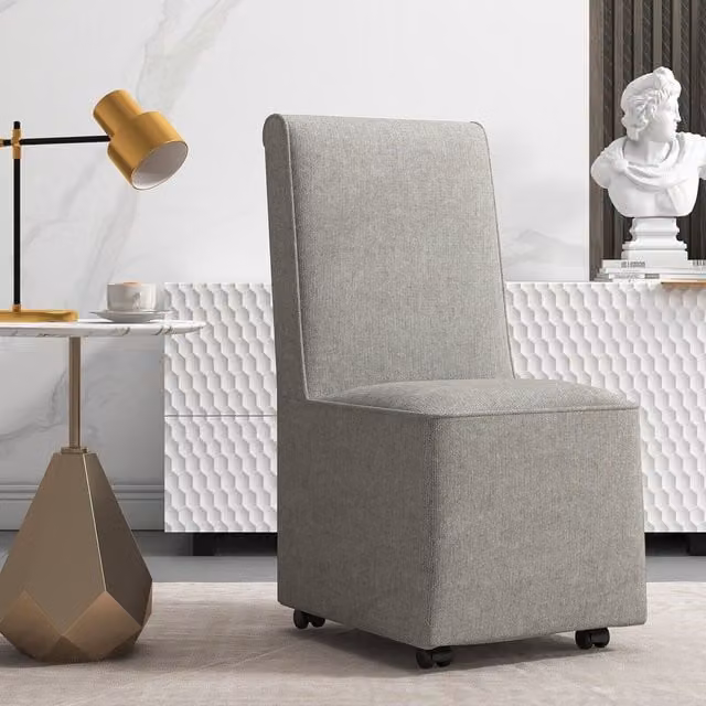 Costway Modern Grey Fabric Upholstered Single Sofa Chair with 4 Wheels