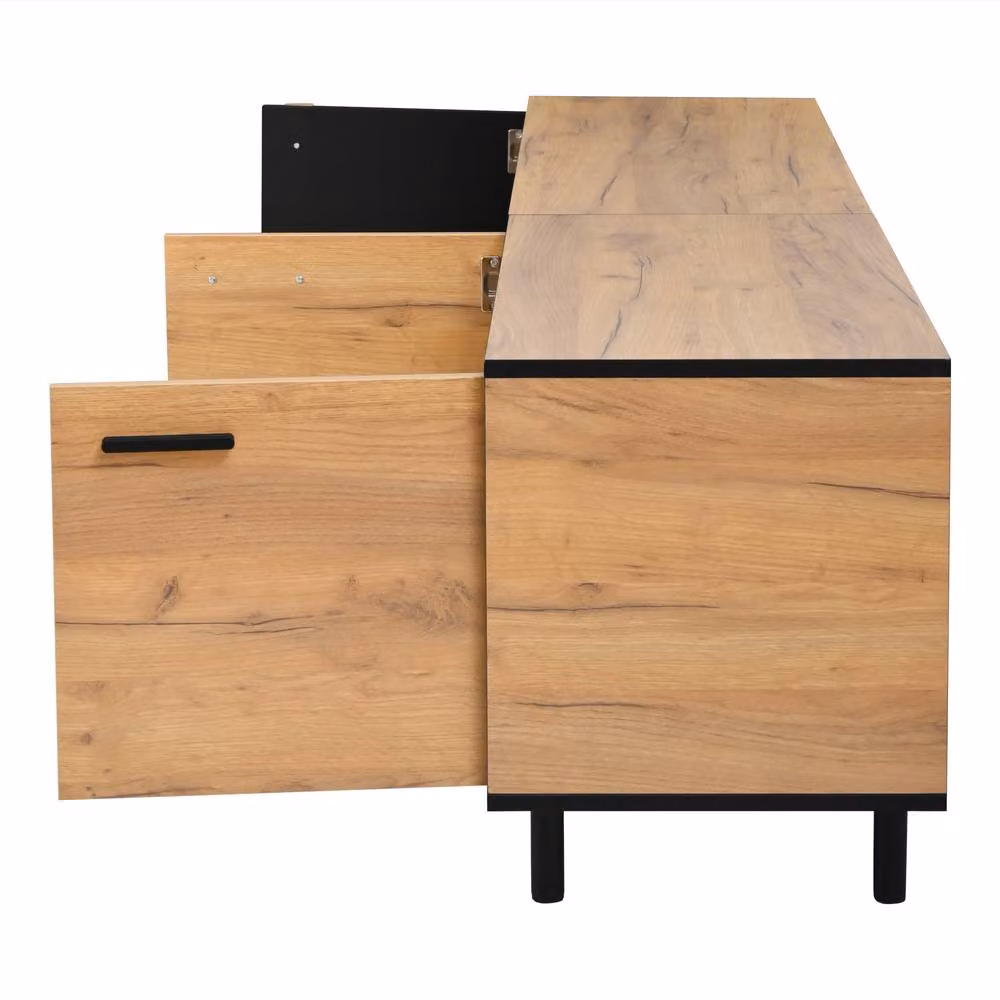 Rolipo Modern Industrial TV Stand in Oak and Black, 180 cm – 6